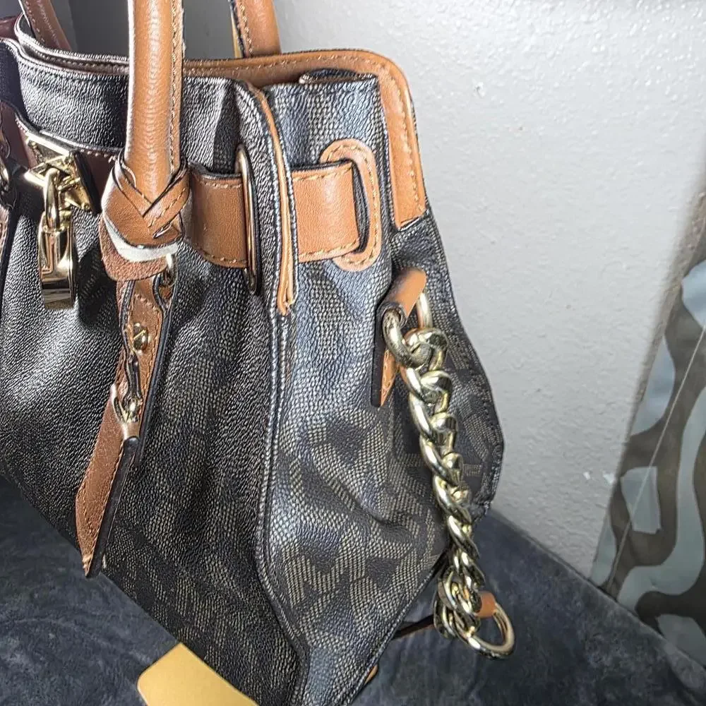 MICHAEL KORS Hamilton Tote Signature MK Logo Satchel Chain Strap Shoulder Bag